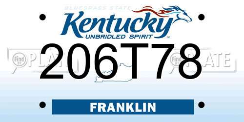 206T78 Kentucky License Plate