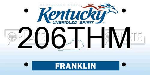 206THM Kentucky License Plate