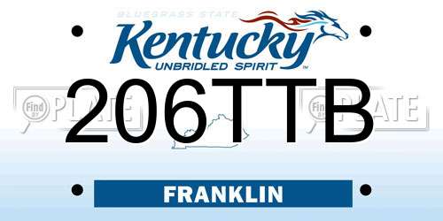 206TTB Kentucky License Plate
