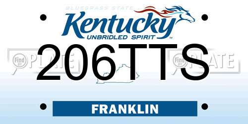 206TTS Kentucky License Plate