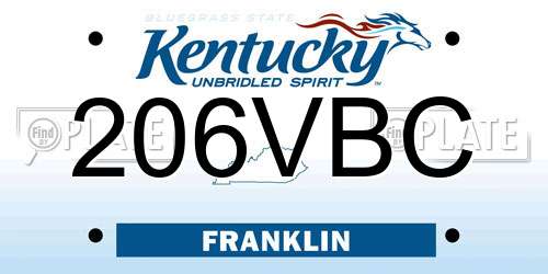206VBC Kentucky License Plate