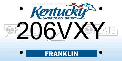 206VXY Kentucky License Plate