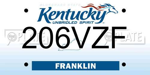 206VZF Kentucky License Plate