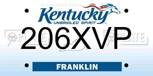 206XVP Kentucky License Plate