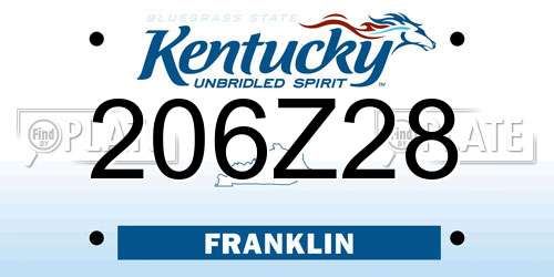 206Z28 Kentucky License Plate