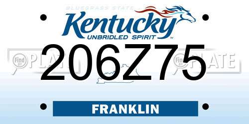 206Z75 Kentucky License Plate