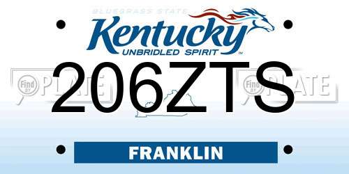 206ZTS Kentucky License Plate