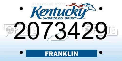 2073429 Kentucky License Plate