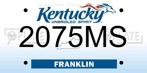 2075MS Kentucky License Plate