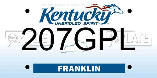 207GPL Kentucky License Plate
