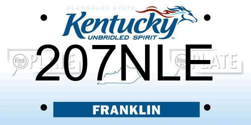 207NLE Kentucky License Plate