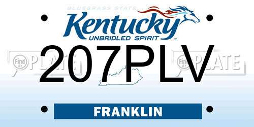 207PLV Kentucky License Plate