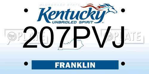 207PVJ Kentucky License Plate