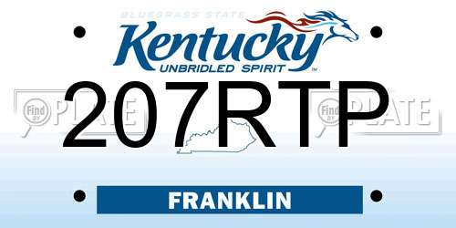 207RTP Kentucky License Plate