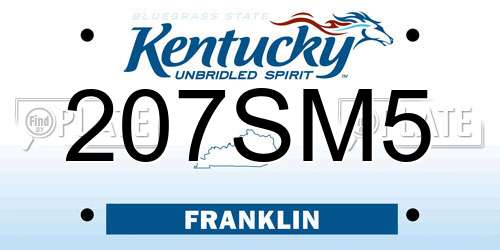 207SM5 Kentucky License Plate