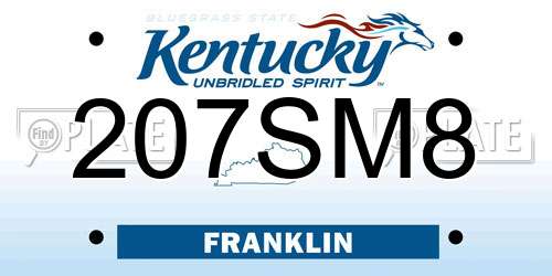 207SM8 Kentucky License Plate