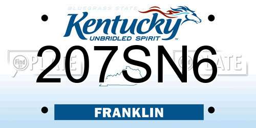 207SN6 Kentucky License Plate
