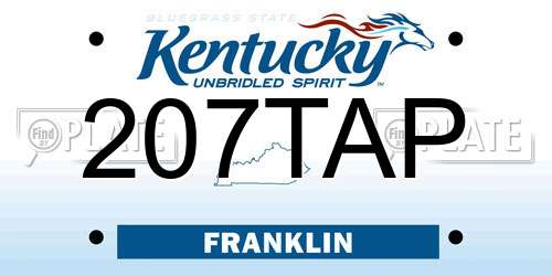207TAP Kentucky License Plate