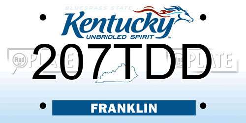 207TDD Kentucky License Plate