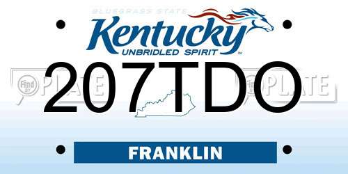 207TDO Kentucky License Plate