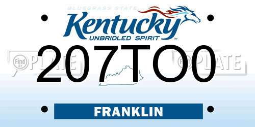 207TO0 Kentucky License Plate
