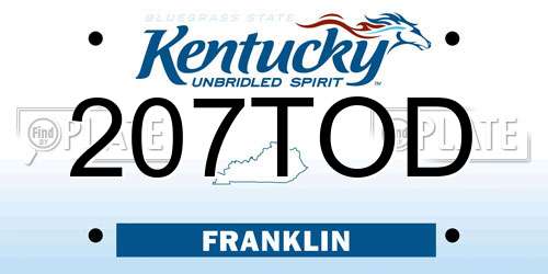 207TOD Kentucky License Plate