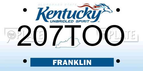 207TOO Kentucky License Plate