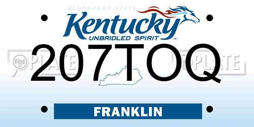 207TOQ Kentucky License Plate