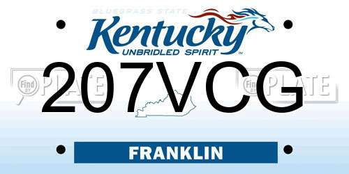 207VCG Kentucky License Plate