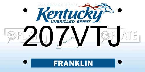 207VTJ Kentucky License Plate