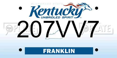 207VV7 Kentucky License Plate