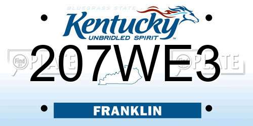 207WE3 Kentucky License Plate