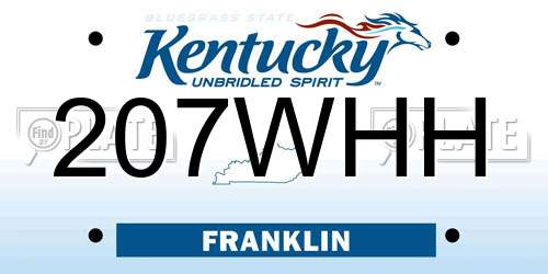 207WHH Kentucky License Plate