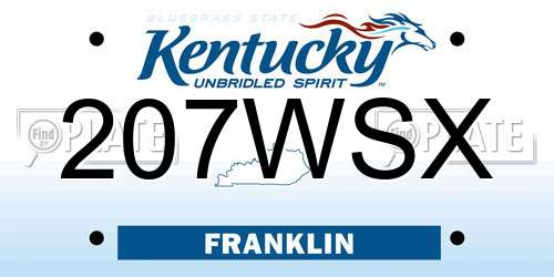 207WSX Kentucky License Plate