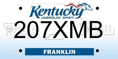 207XMB Kentucky License Plate
