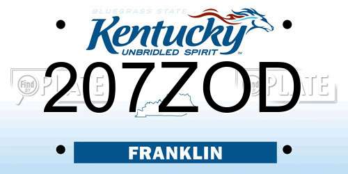 207ZOD Kentucky License Plate