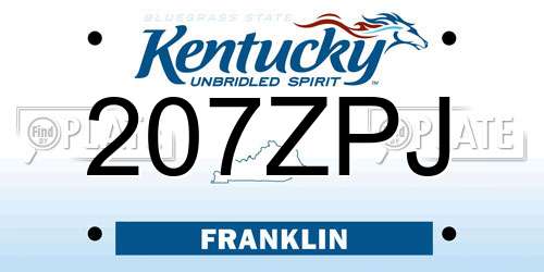207ZPJ Kentucky License Plate