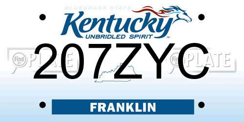 207ZYC Kentucky License Plate