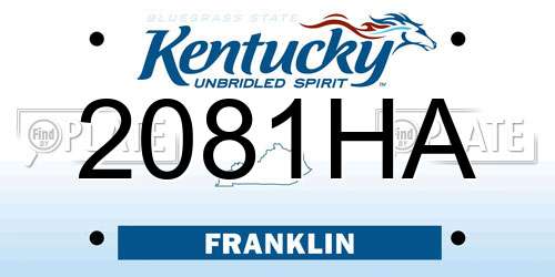 2081HA Kentucky License Plate