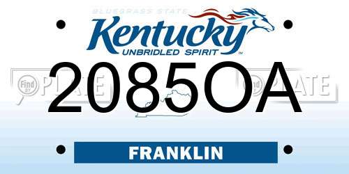 2085OA Kentucky License Plate