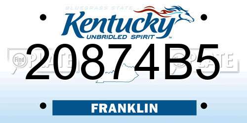 20874B5 Kentucky License Plate