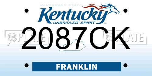 2087CK Kentucky License Plate