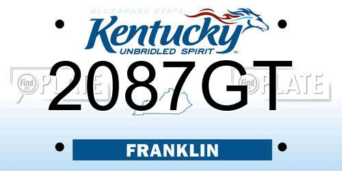 2087GT Kentucky License Plate