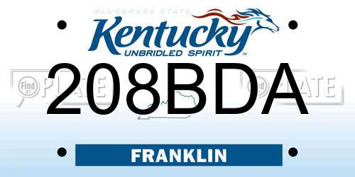 208BDA Kentucky License Plate