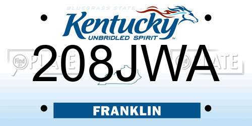 208JWA Kentucky License Plate