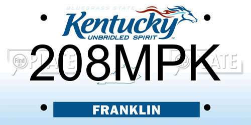 208MPK Kentucky License Plate