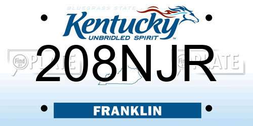 208NJR Kentucky License Plate