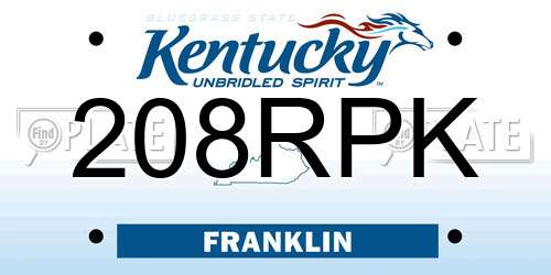 208RPK Kentucky License Plate