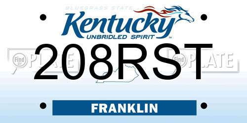 208RST Kentucky License Plate
