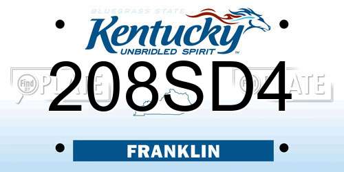 208SD4 Kentucky License Plate